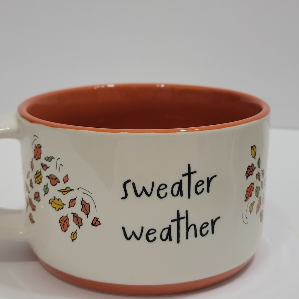 Rae Dunn Peanuts Snoopy Sweater Weather Fall Leaves Thanksgiving Coffee Soup Mug - Picture 3 of 8